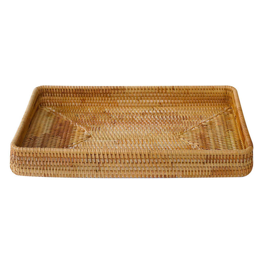 Rattan Bathroom Vanity Tray Toilet Tank Basket Paper Holder Counter Decorative Organizer Guest Towel Wicker Baskets Organizing Shelves 21*4.5*11cm