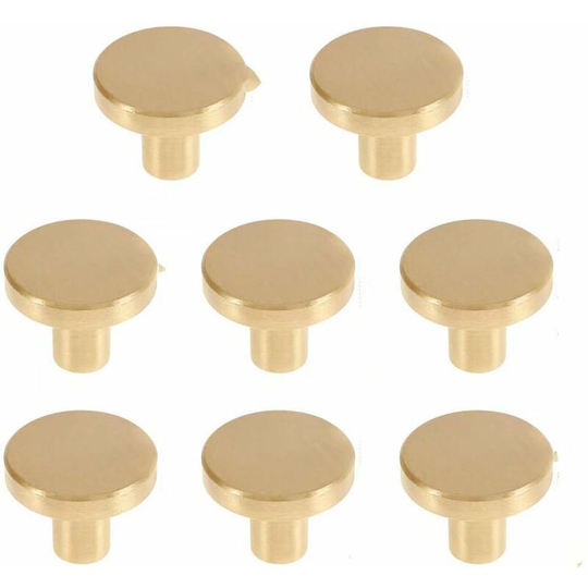 8 solid brass door handles, round cabinet handles with screws, for cabinets, drawers, cabinets, 20 * 25mm