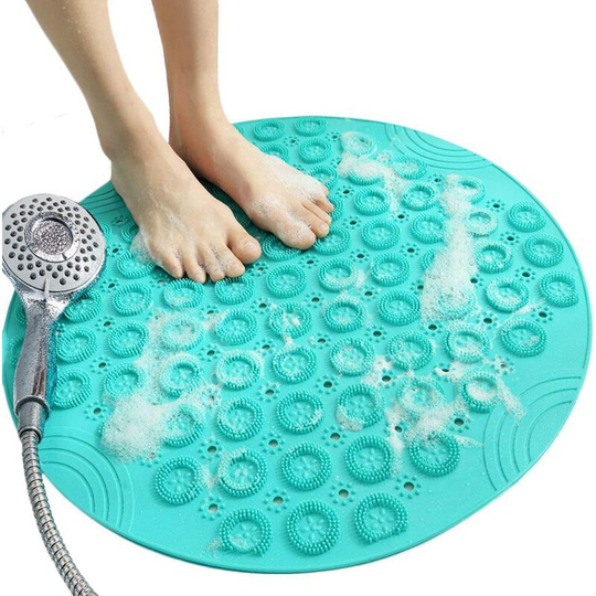 Bette Bath Mats Round Shape Non-Slip Shower Mats Mildew Resistant Bath Mats with Suction Cups, Textured Rubber Bath Mats with Drain Hole (Green