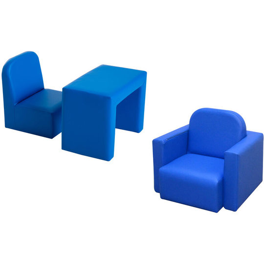 Kids Mini Sofa 2 In 1 Table Chair Set Children Armchair Seat Girl Boys - Blue - Homcom
