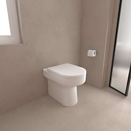 Acezanble - Round Toilet Back To Wall btw Pan With Soft Close Seat Bathroom wc - White