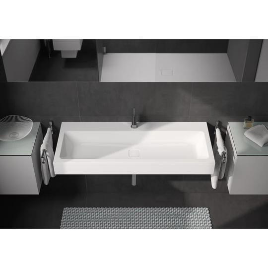 Cono Warm Grey Steel Enamel Square Wall Hung Bathroom Sink