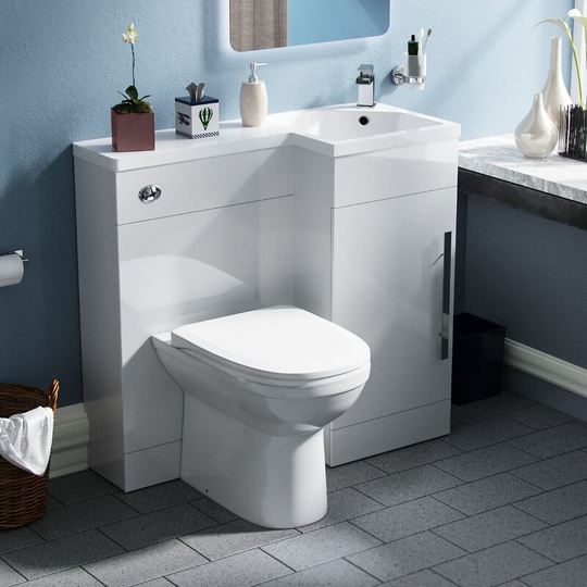 Raven RH 900mm Vanity Basin Unit, WC Unit & Welbourne Back to Wall Toilet White
