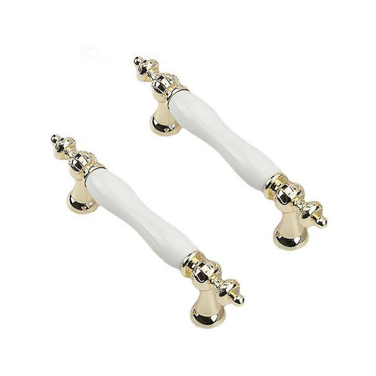 Sunflowergb - 2pcs European Style Ceramic Handle Single Drawer Cabinet Door Handle Kitchen Cabinet Pull (No 128 Holes)