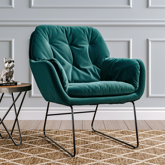Dutch Velvet Metal Legs Leisure Armchair,Green - Livingandhome