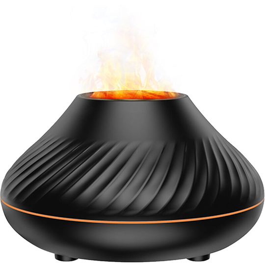 Superseller - Flame Mist Humidifier Aromatherapy Essential Oil Diffuser With 7 Color Night Light Quiet Auto-off usb Humidifier, Black - Black