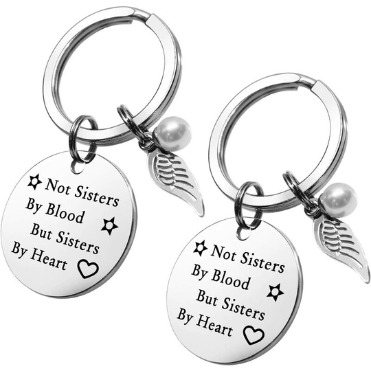 Best Friend Keychain - Not Sisters by Blood, But Sisters by Heart | Best friend gifts for women | Friendship gift birthday | Sister keychain 2 pieces