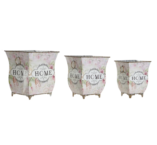 Flowerpot Stand Set 3 Metal 21,5X21,5X25 Love Pink in , 25cm H x 21.5cm W x 21.5cm D