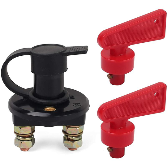 Battery Disconnect Switch with Keys, 12V-24V Battery Shut Off Switch for Marine Boat, rv, atv, Car, Truck, Vehicle, Waterproof Battery Master Switch,