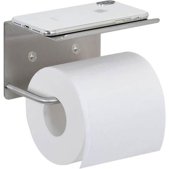 Toilet Paper Holder No Drilling with Shelf Self-Adhesive Toilet Paper Holder Stainless Steel Toilet Roll Holder Wall Mounted for Bathroom Toilet