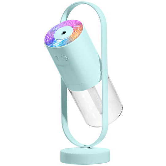 Asupermall - 200ml Rotary Humidifier Nano Fine Mist Silent Humidification Fresh Air Moist Skin Colorful Night Light,Light blue,Standard model - Light