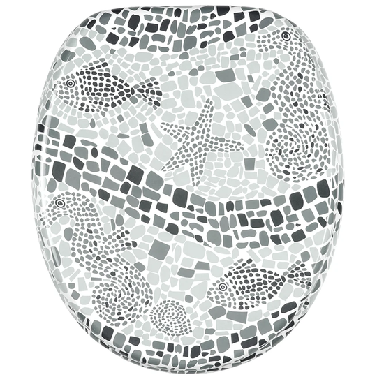 Mosaic World Grey Soft Close Elongated Toilet Seat