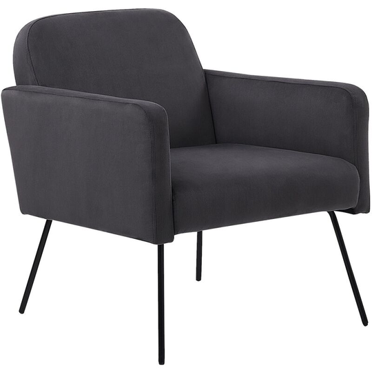 Beliani - Modern Retro Living Room Armchair Slender Black Metal Legs Grey Velvet Narken - Grey