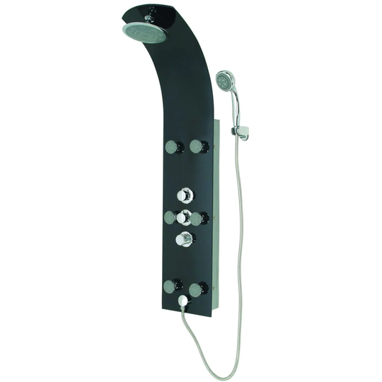 Schütte Glass Shower Panel with Thermostatic Mixer Lanzarote Black