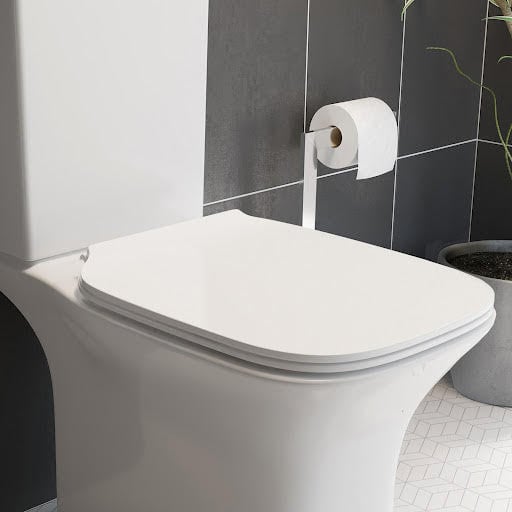 Affine Bayeux Slim Soft Close Square Toilet Seat - Top Fix White