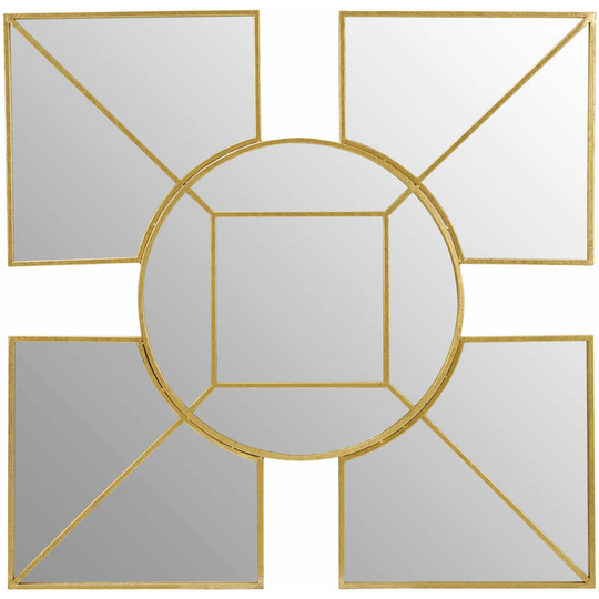 Wall Mirror / Mirrors For Garden / Bathroom / Living Room Golden Effect Abstract Frame / Faux Gold Foil Finish Wall Mounted Mirrors 108 x 7 x 107