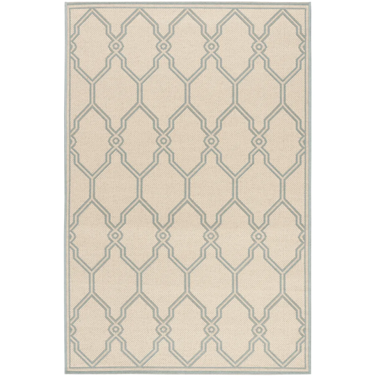 Duren Hooked Cream/Aqua Indoor/Outdoor Rug