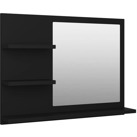 Bathroom Mirror Black 60x10.5x45 cm Engineered Wood Vidaxl Black