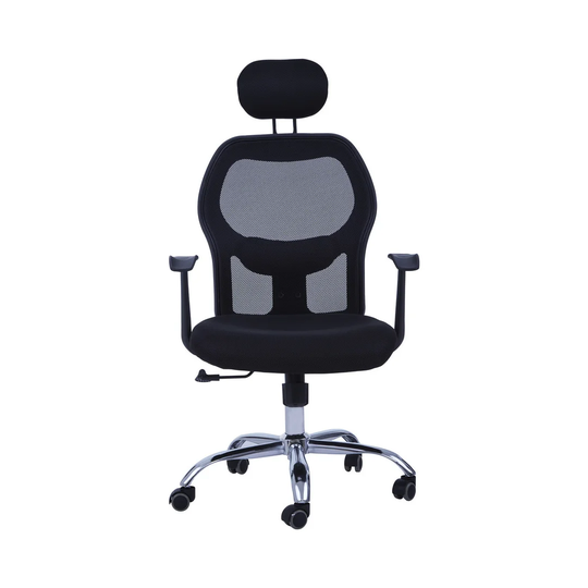 Black Home Office Chair With Black Arms And 5-Wheeler Base