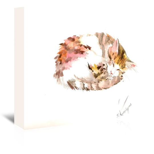 'Resting Cat' by Suren Nersisyan Painting Print on Wrapped Canvas