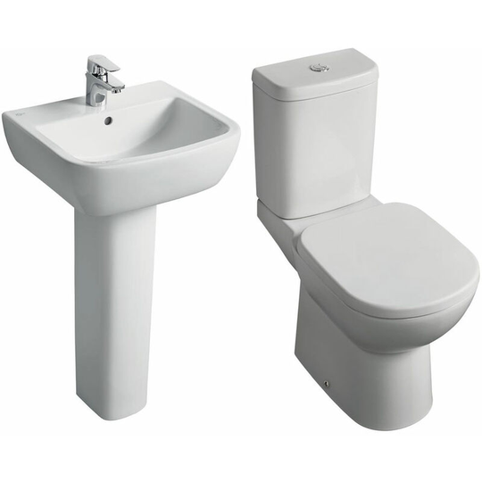 Tempo Value Suite Close Coupled Toilet 1 Tap Hole Basin White - Ideal Standard