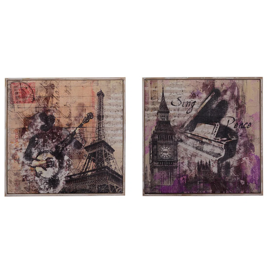 'Music' - 2 Piece Graphic Art Print Set on Wood