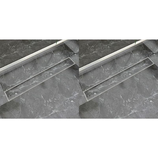 Linear Shower Drain 2 pcs 830x140 mm Stainless Steel VD18839 - Hommoo