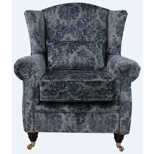 Wing Chair Fireside High Back Armchair Chaucer Cyan Velvet