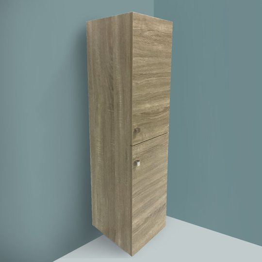 Grey Oak Effect 1200mm Tall Cupboard Wall Hung High Cabinet Bathroom Furniture with 2 Door