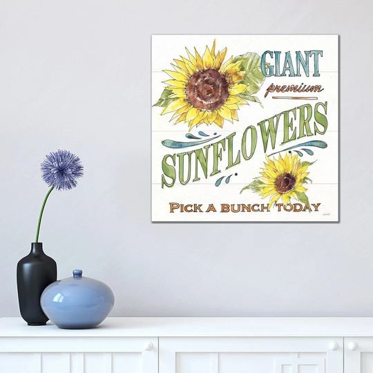 Sunflower Fields IV by Anne Tavoletti - Wrapped Canvas Typography