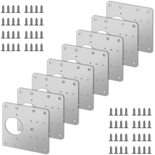 Stainless Steel Cabinet Hinge Repair Plate with Screws (8pcs)