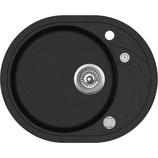 580mm x 470mm Reversible Round Single Bowl Inset Composite Sink with Drainer CS010