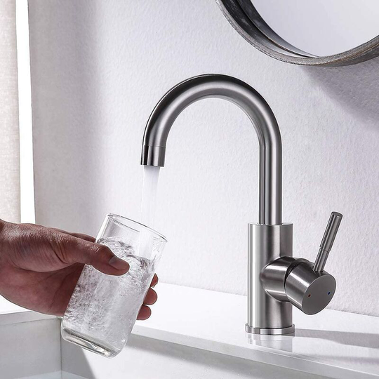 Bathroom Faucet, Single Handle Stainless Steel Basin Mixer Tap With 360° Rotating Nozzle, High Spout Or Small Kitchen Basin Faucet, Corrosion