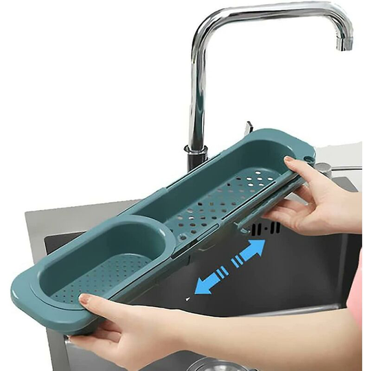 Kitchen Sink Rack Storage Basket Telescopic Drainer Dish Strainer Sponge Organizer Gray