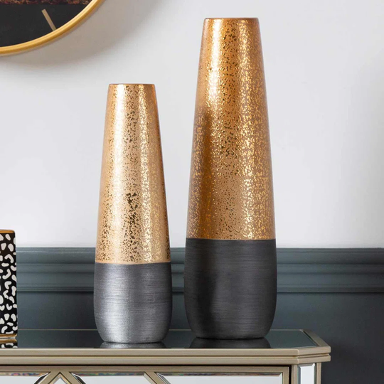 Bukovice Black/Gold Ceramic Table Vase