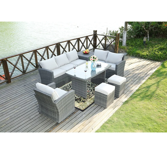 Vandergriff 8 Seater Rattan Corner Sofa Set