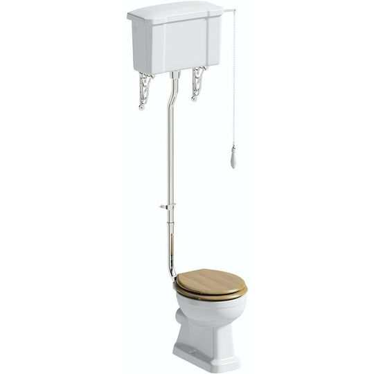 Thebathco - The Bath Co. Camberley high level toilet with mdf soft close seat - White/Oak effect