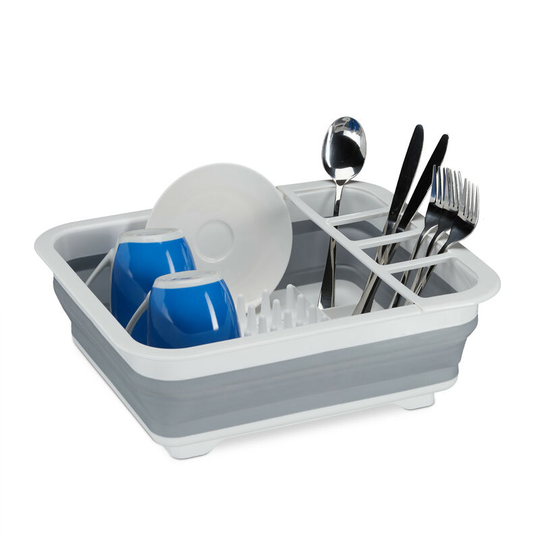 Relaxdays - Collapsible Kitchen Dish Drainer, Crockery & Cutlery, Home & Camping, Silicone, Plastic, Different Colours