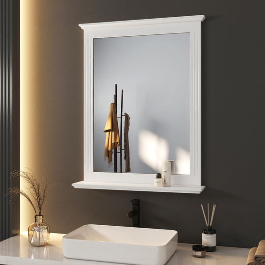 Wall Mirror 60x80xcm Wall-Mounted Mirror with Shelves Hanging Wall Vertical Bathroom Mirror - 60x80x12cm - Meykoers