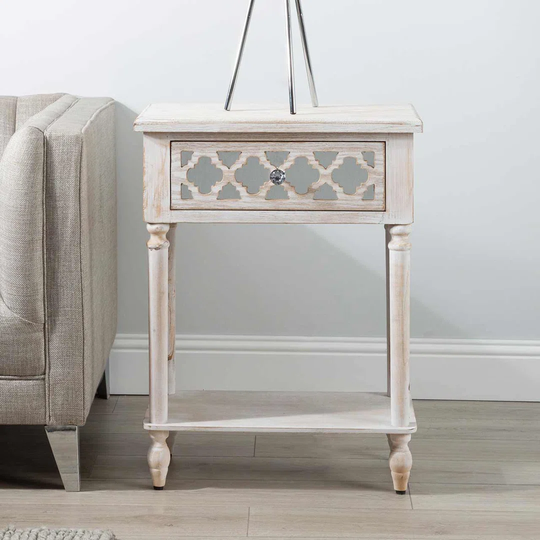 Cancun Beach Sofa Side Table for Living Room Furniture, 76cm Bed Side Table, Wooden End Table