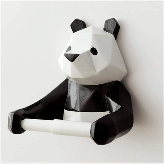 Geometric Black Panda Toilet Paper Holder for Bathroom Wall Decor - Black