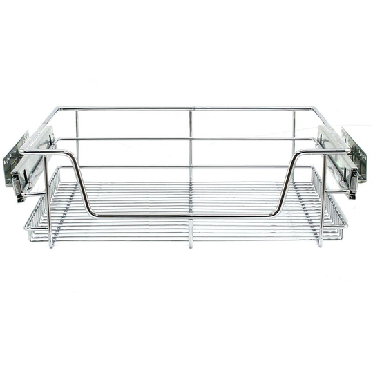 Kitchen Pull Out Storage Baskets - 600mm Wide Cabinet (3 Pack) - Silver - Kukoo