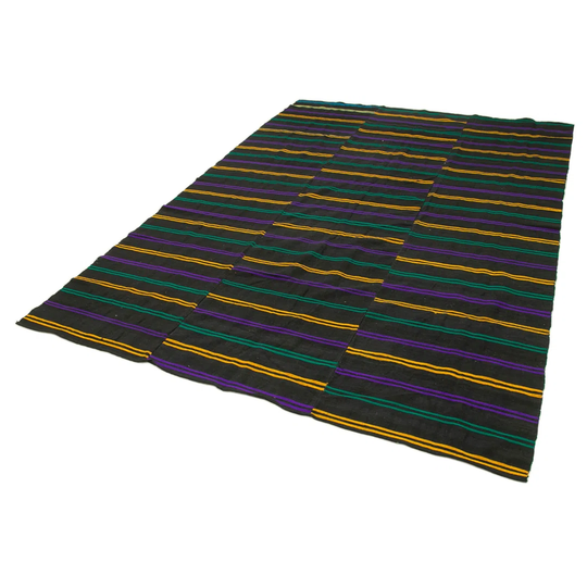 Dunagan Hand-Knotted Cotton/Wool Black/Purple/Yellow Rug
