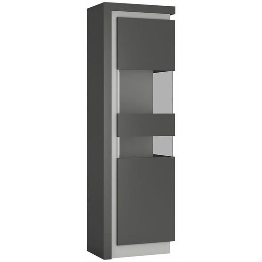 Lion Tall Narrow Display Cabinet (Rhd) (Including Led Lighting) - Grey
