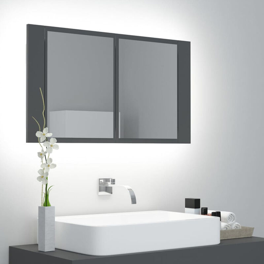 Led Bathroom Mirror Cabinet Grey 80x12x45 cm