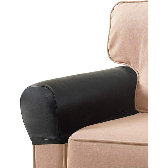 1 Pair of pu Leather Sofa Armrest Covers for Armchairs, Stretch Slipcovers for Sofa Furniture, Armrests (Black)
