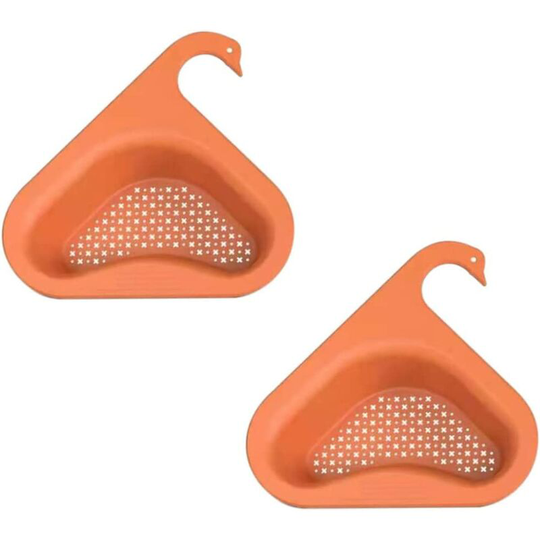Triangle Pair Drain Kitchen Colander Corner Rack Colander Orange 2 Pieces
