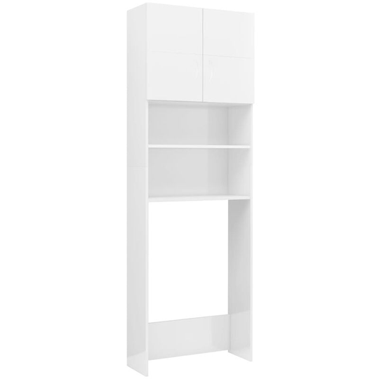 Washing Machine Cabinet High Gloss White 64x25.5x190 cm Engineered Wood Vidaxl high gloss white