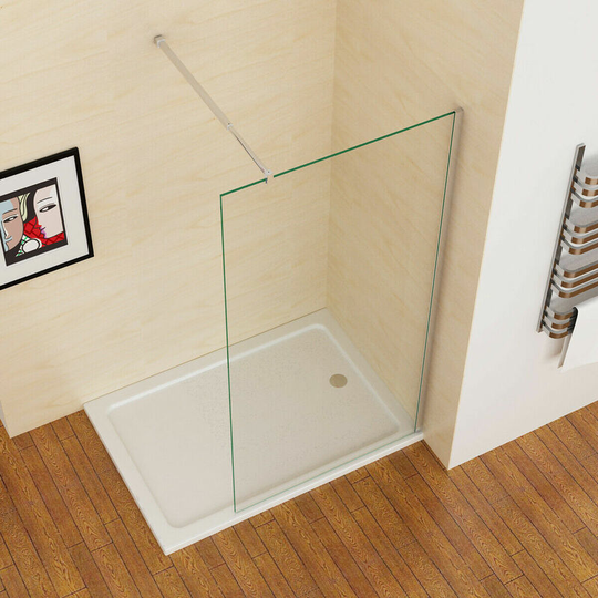 900 mm Wet Room Screen Walk in Shower Door Panel Shower Enclosure 8mm Easy Clean Nano Glass with Adjustable Support Bar 1950 mm Height - Miqu