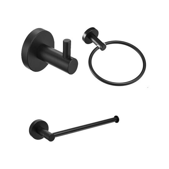 High Quality Rustproof 304 Stainless Steel Matte Black Bathroom Accessories Set Robe Hooks Towel Ring Bar Toilet Paper Holder Tissue Rack